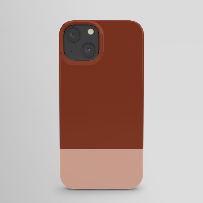 Rich Maroon Rust and Pale Salmon Color Block iPhone Case