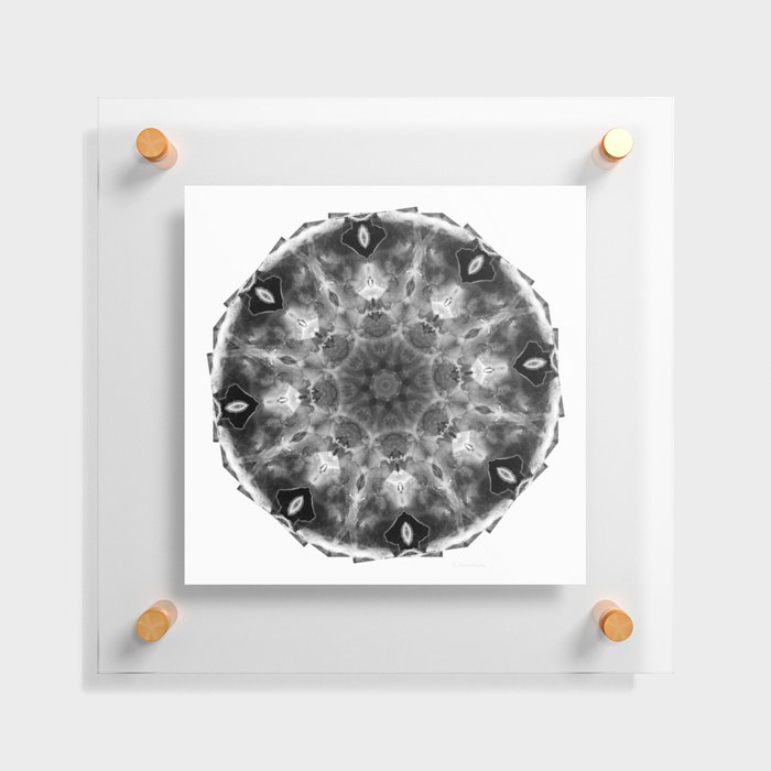 Black White And Gray Art - Crystal Light 2 Mandala Floating Acrylic Print