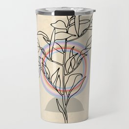 Abstract modern contour Flower. Colorful Rainbow Travel Mug