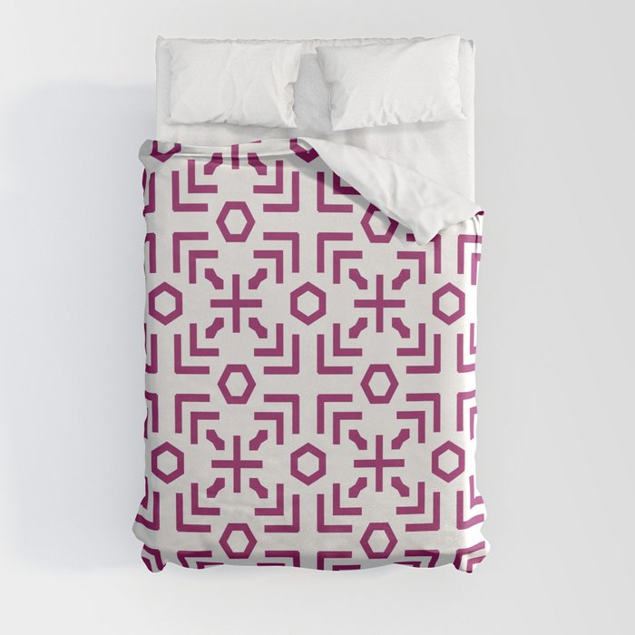 Magenta and White Art Deco Abstract Pattern - Colour of the Year 2022 Orchid Flower 150-38-31 Duvet Cover
