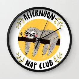 Afternoon Nap Club Sloth Wall Clock