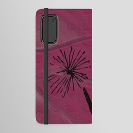 Dandelions - Pink and Black textured art Android Wallet Case