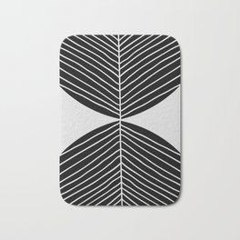 Minimal Tropical Leaf Black White Bath Mat