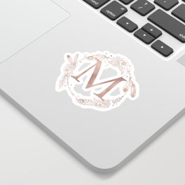 Letter M Rose Gold Pink Initial Monogram Sticker | Pop Art, Abstract, Typography, Monogrammed, Graphic Design, Nature, Painting, Drawing, Tropical, Graphicdesign 