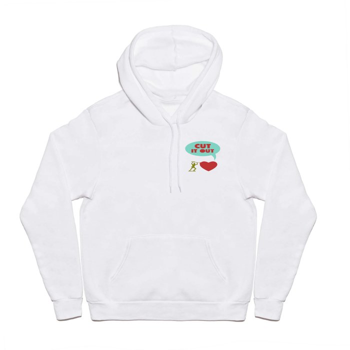 Cut it out - funny vector illustration with toy soldier, typography, and heart in green red and blue Hoody