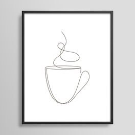 coffee or tea cup - line art Framed Art Print | Steam, Coffee, Teacup, Simple, Linear, Design, Minimal, House, Drawing, One 
