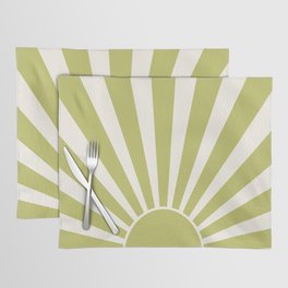 Sage green retro Sun design Placemat