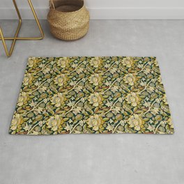 Vintage William Morris Green and Yellow Chintz Area & Throw Rug