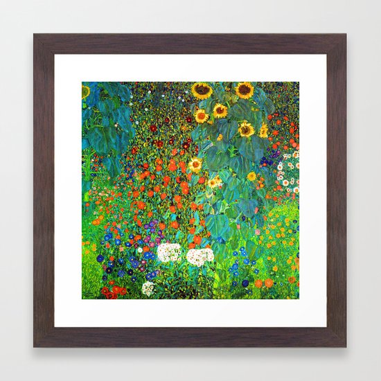 Gustav Klimt Garden with Sunflowers Framed Art Print by ...