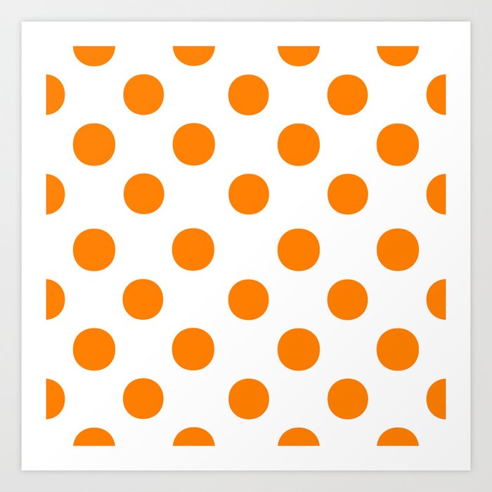 Polka Dots (Orange/White) Art Print
