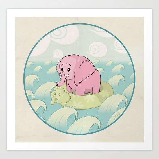 Elephant Across the Sea Art Print