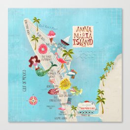 Anna Maria Island Map Canvas Print