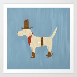 Doodle labradoodle goldendoodle dog cowboy hat boots  Art Print