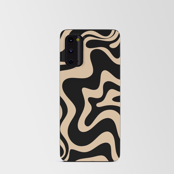 Retro Liquid Swirl Abstract Pattern in Black and Camel Android Card Case
