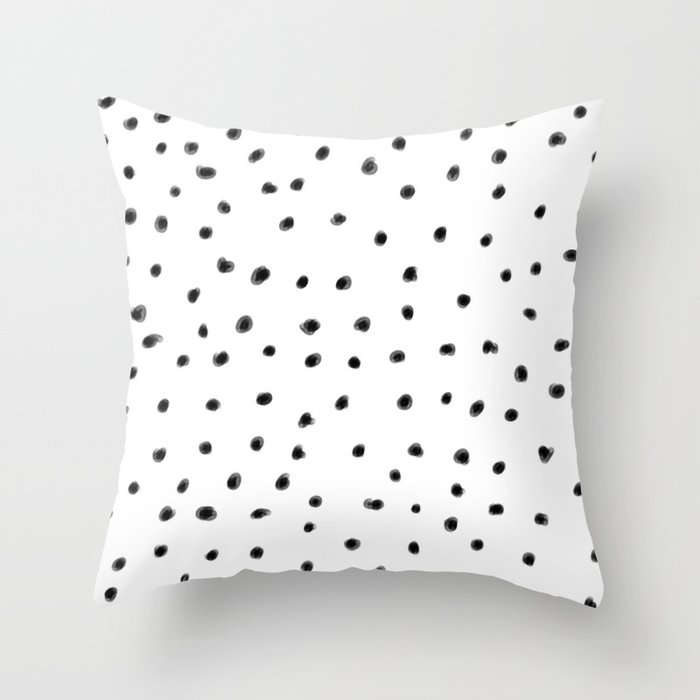 Black Dotted White Leopard Hadhayosh Throw Pillow