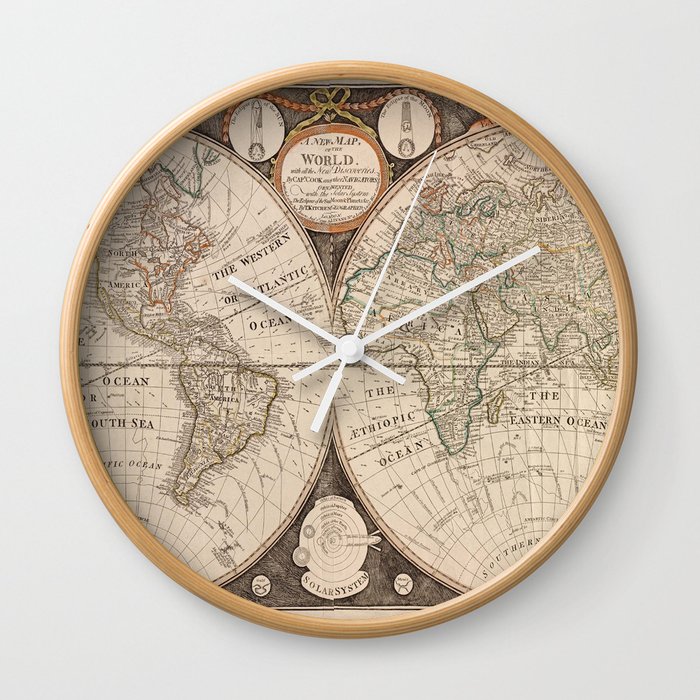 World Map Wall Clock By Vintagemaps