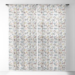 Horses and Flowers, Floral Horses, Western, Horse Art, Horse Decor, Gray Sheer Curtain