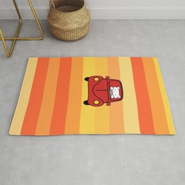 Cat driving a red car Area & Throw Rug