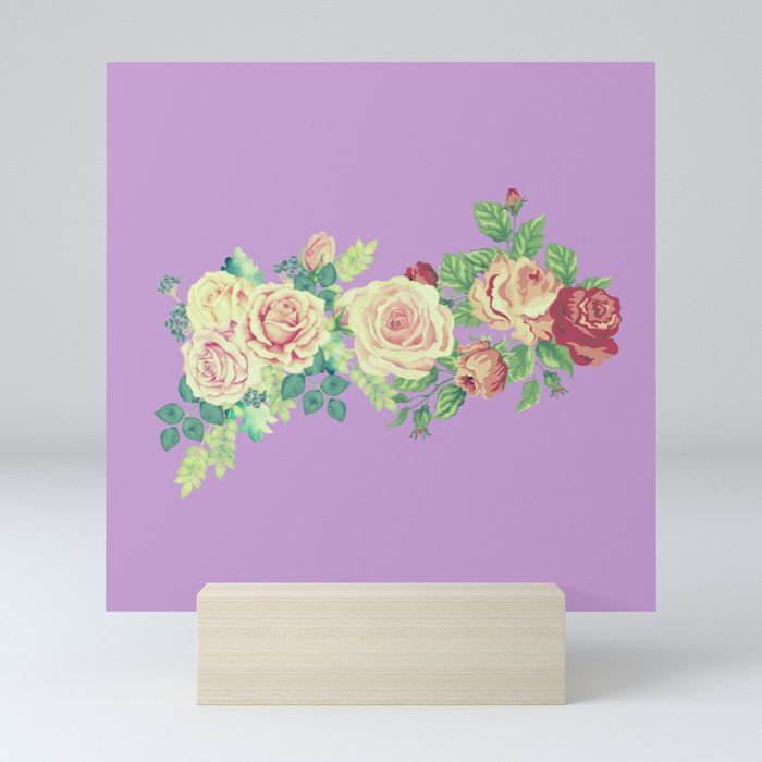 retro-floral design  Mini Art Print