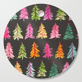 Colorful Vintage Bottlebrush Christmas Trees on Black Cutting Board