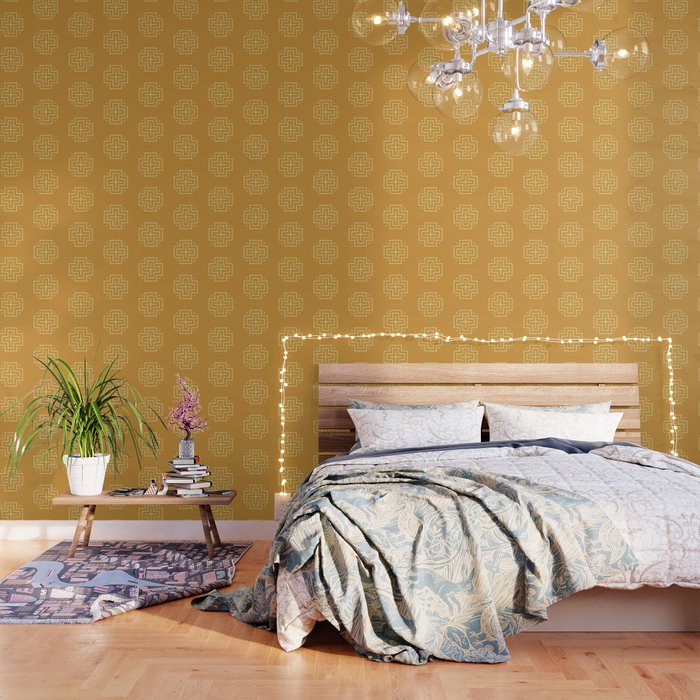 Tribal cross pattern - yellow Wallpaper