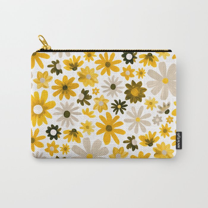 Dazzling Daisy Meadow - Mustard Carry-All Pouch