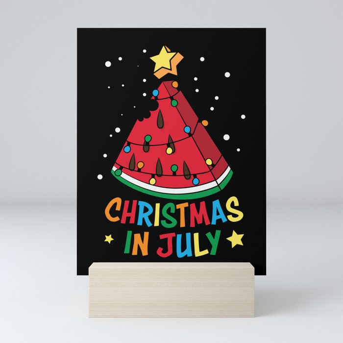 Funny Watermelon Christmas In July Mini Art Print