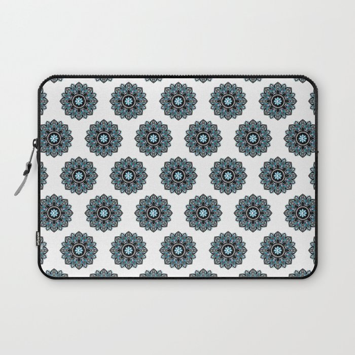 Blue mandala art- moon and flower drawing with stars Laptop Sleeve