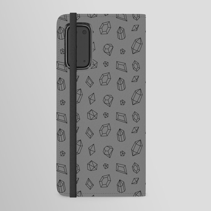 Grey and Black Gems Pattern Android Wallet Case