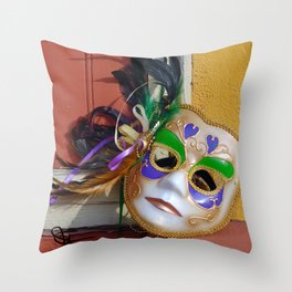 New Orleans Mardi Gras Mask Throw Pillow
