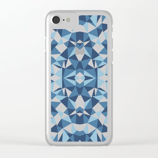 Abstract Collide Blues Clear iPhone Case
