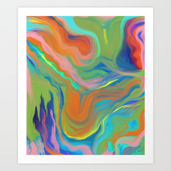 AGATE INTERPRETED: HOT WAVES SUMMER BREEZE OIL PAINTING Art Print