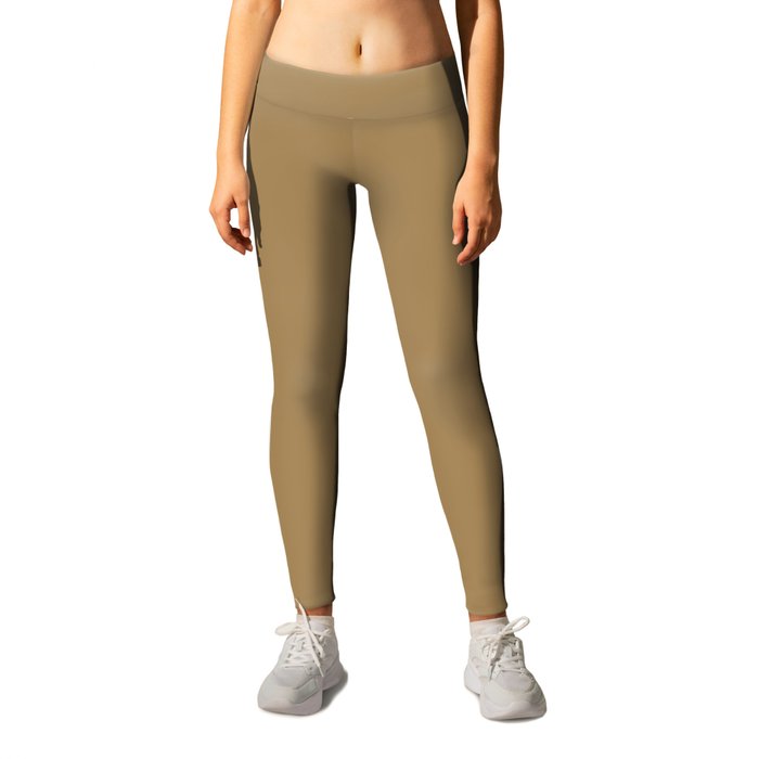 Dark Golden Brown Solid Color Pairs PPG Tattle Tan PPG1093-7 - All One Single Shade Hue Colour Leggings