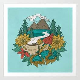 Pacific Northwest Coffee and Nature Art Print