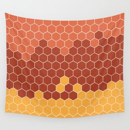 Honeycomb Orange Yellow Hive Wall Tapestry