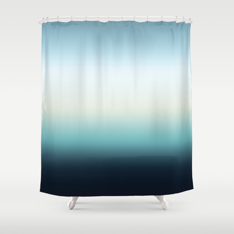Ocean Sky Color Gradient Blue White, Black White And Blue Shower Curtain