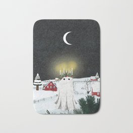 Candlelight Bath Mat | Holly, Village, Winter, Norway, Ghost, Solstice, Hut, Moon, Crown, Candle 