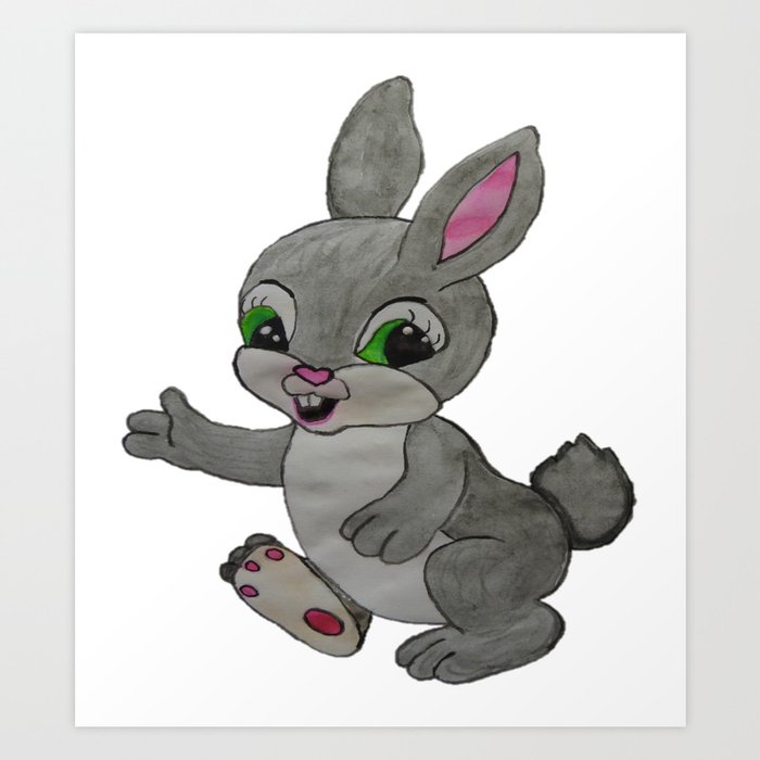 The Happy Bunny Rabbit Art Print By Aby Creative Society6