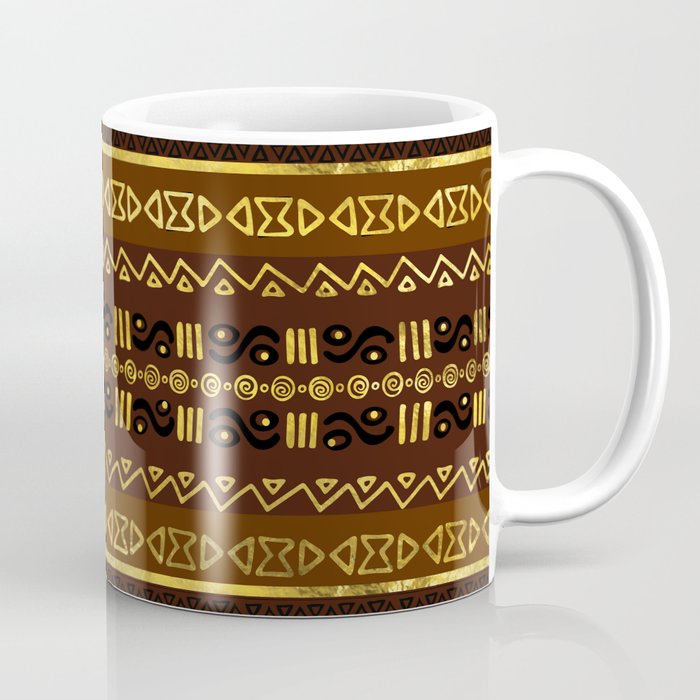 Ethnic African Golden Pattern on brown Coffee Mug