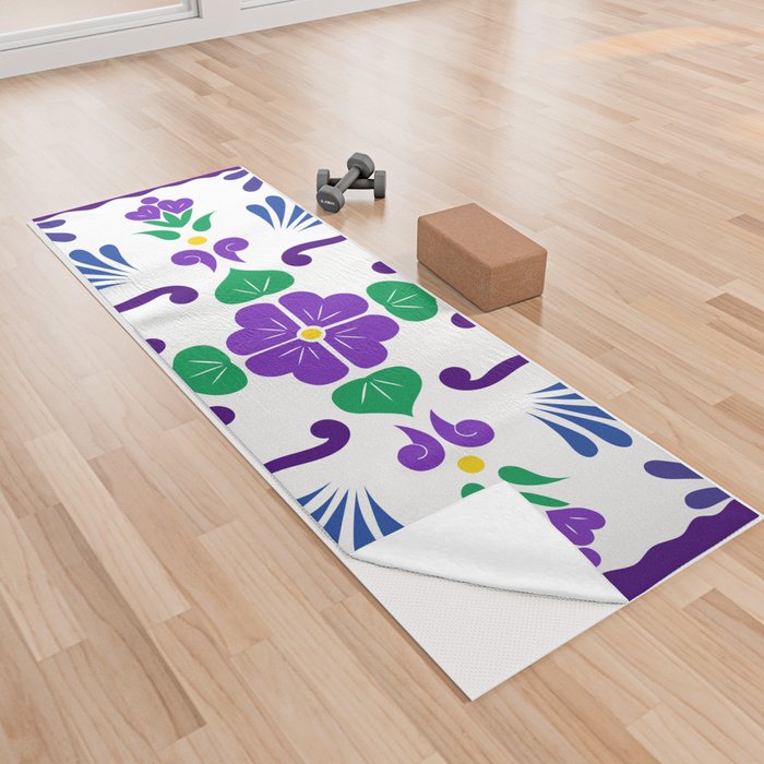 Purple 1, Framed Talavera Flower Yoga Towel