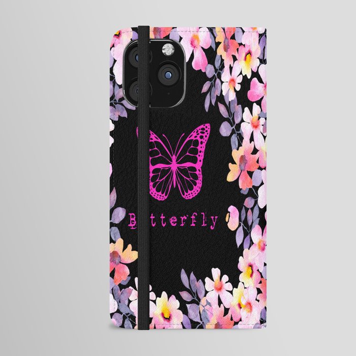 Pink butterfly iPhone Wallet Case