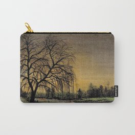 Sunset On The Lake Carry-All Pouch | Scan, Brunches, Sunset, Reflection, Yellow, Hand Drawing, Tree, Walk, Drawing, Sketch 