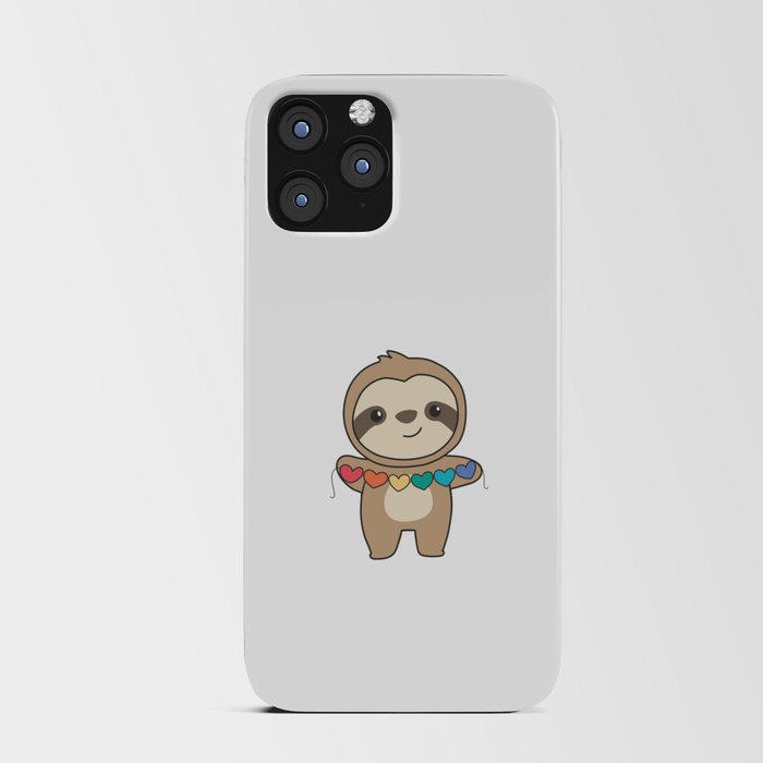 Rainbow Flag Gay Pride Lgbtq Hearts Sloth iPhone Card Case