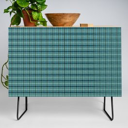Turquoise Blue Plaid Pattern Credenza