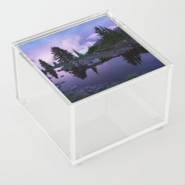 Calm Evening Lake and Evergreens  Acrylic Box