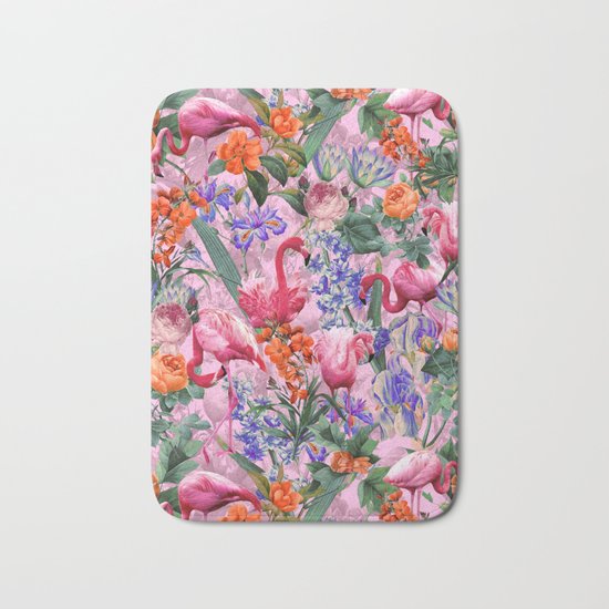Floral and Flemingo VI pattern Bath Mat