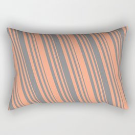 [ Thumbnail: Grey and Light Salmon Colored Lined Pattern Rectangular Pillow ]
