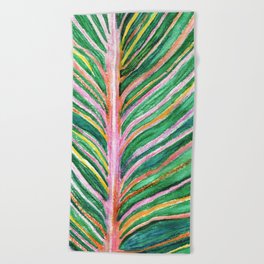 Leaf Watercolor Close-up Beach Towel
