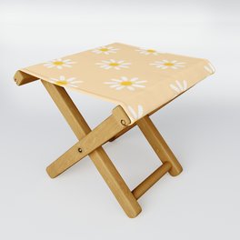 simple abstract pink and yellow daisies design Folding Stool