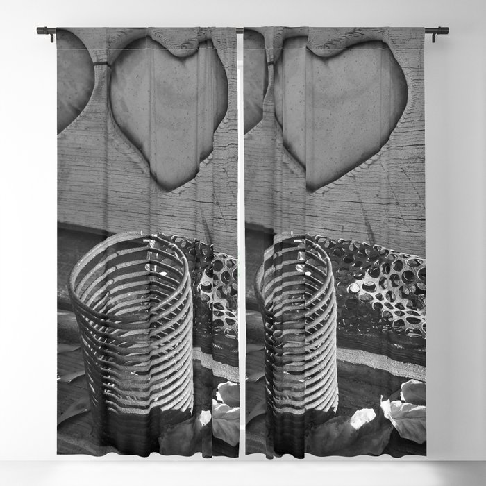 Vintage Love Black and White Blackout Curtain